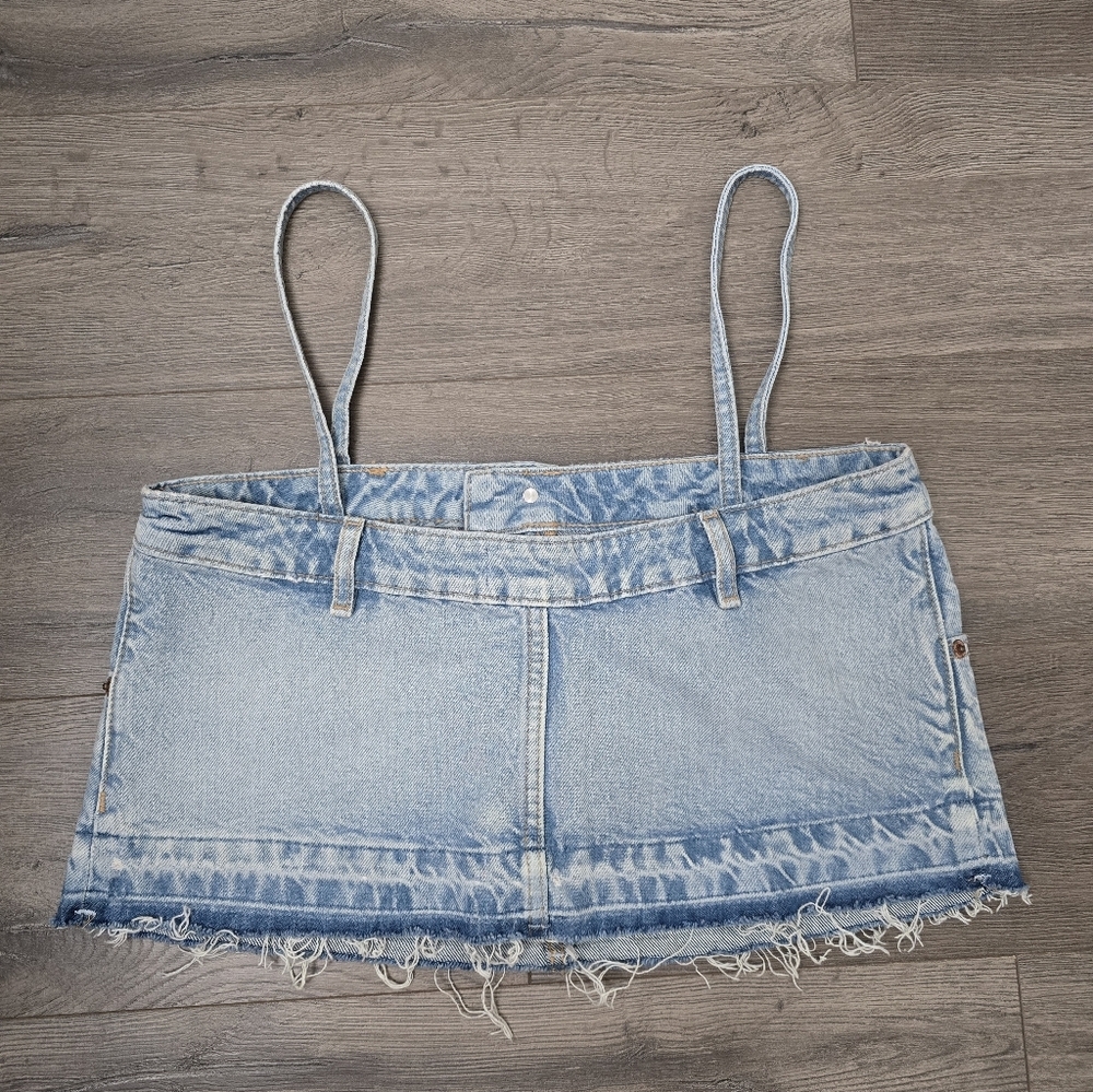 Zara Cropped Spahgetti Strap Denim Top Womens Size Small - Picture 9 of 10